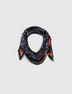I.Code black star flower print pleated scarf-1