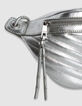 Damen 1440 G&uuml;rteltasche aus gestepptem Leder in Silber-5
