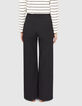 Pantalon large noir boutons fantaisie aux poches I.Code-3