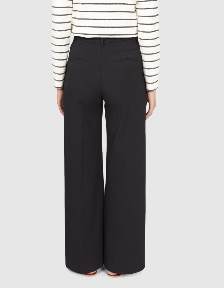 Pantalon large noir boutons fantaisie aux poches I.Code-3