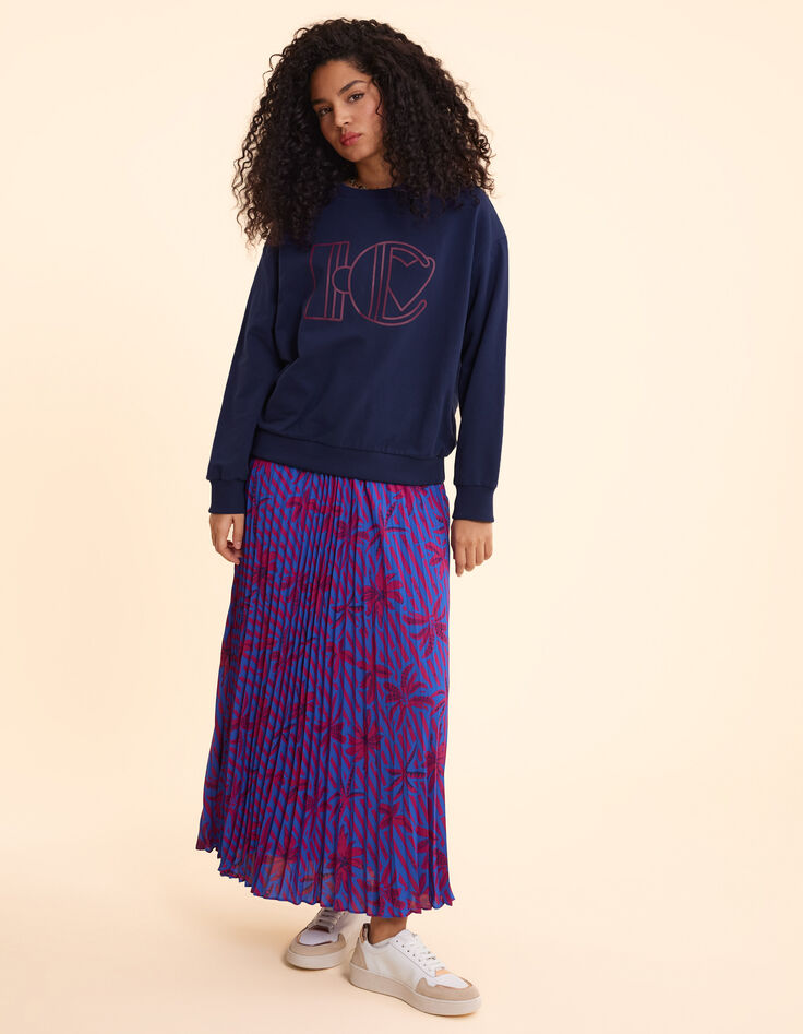 Sweat bleu monogramme flocage gomme I.Code-3