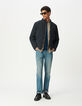 Marineblaue Herren-Steppjacke Stehkragen-5