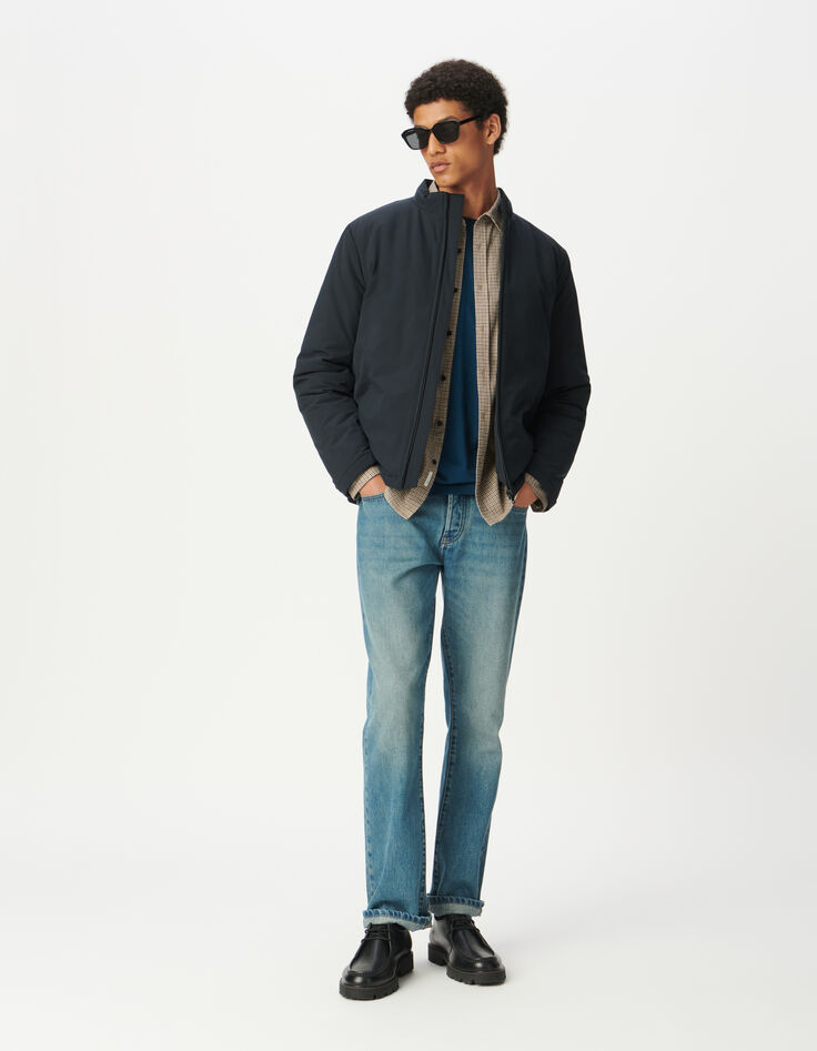 Marineblaue Herren-Steppjacke Stehkragen-5