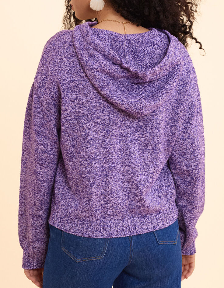 Pull &agrave; capuche parme tricot moulin&eacute; I.Code-3