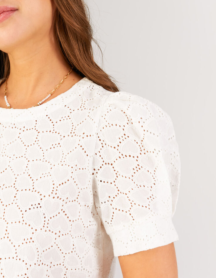 I.Code ecru top with heart eyelet embroidery-2
