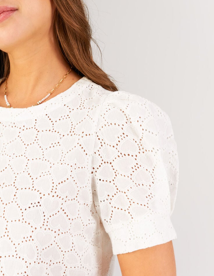 I.Code ecru top with heart eyelet embroidery-2 I.Code ecru top with heart eyelet embroidery-2