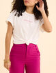 I.Code White tee-shirt with pink message-1