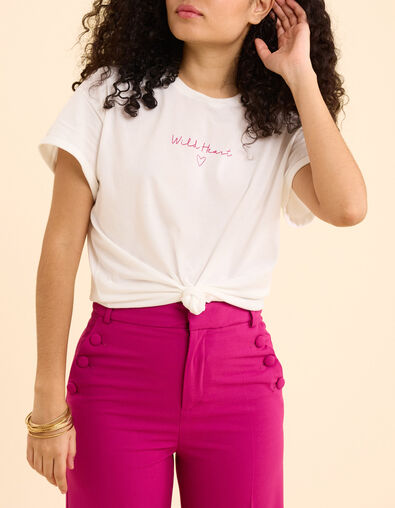 I.Code White tee-shirt with pink message