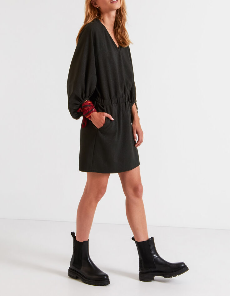 Robe vert empire pailletée manches bouffantes I.Code-5