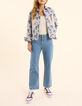 Veste bleue jacquard motif fleurs I.Code-8