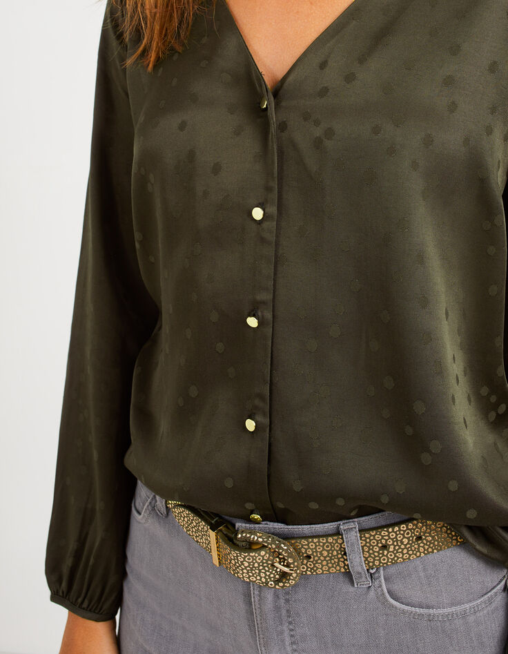 Blouse vert empire jacquard motif pois I.Code-3 Blouse vert empire jacquard motif pois I.Code-3