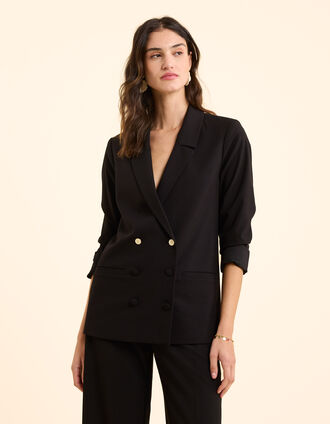Veste de costume noire boutonnage croisé I.Code