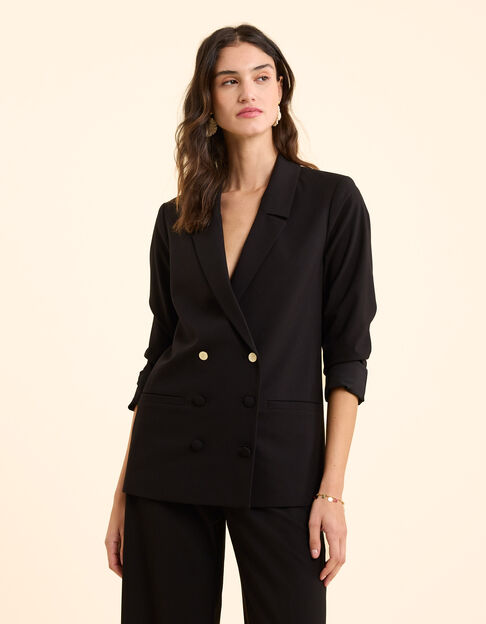 Anthrazitgrauer Blazer mit Mini-Pepitamuster I.Code