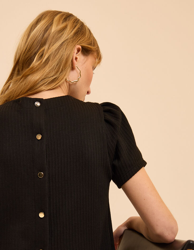 Schwarzes Ripp-Top kurze Ärmel I.Code-3 Schwarzes Ripp-Top kurze Ärmel I.Code-3