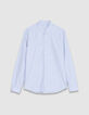 Blaues Bio-Baumwollhemd gestreift Slim Fit-7