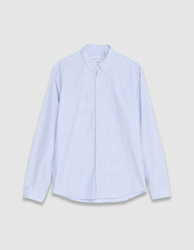 Blaues Bio-Baumwollhemd gestreift Slim Fit-7