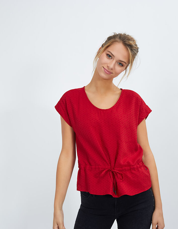 Top rouge jacquard à taille coulissée I.Code - I.CODE