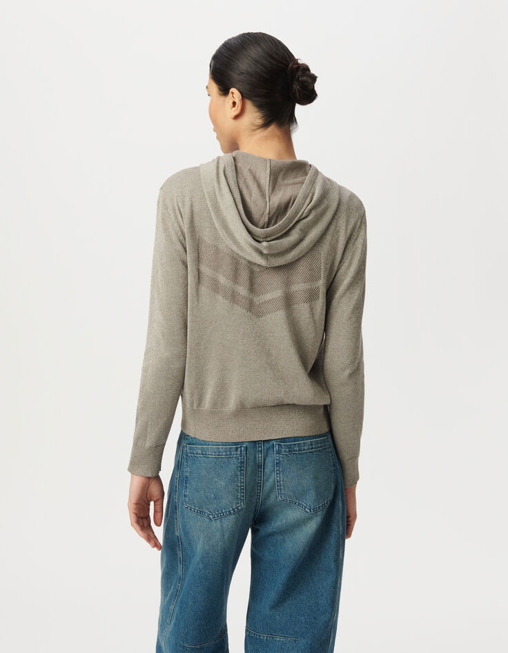 STRICKJACKE mit Fischgr&auml;tenmuster und durchbrochenem R&uuml;cken Damen-3