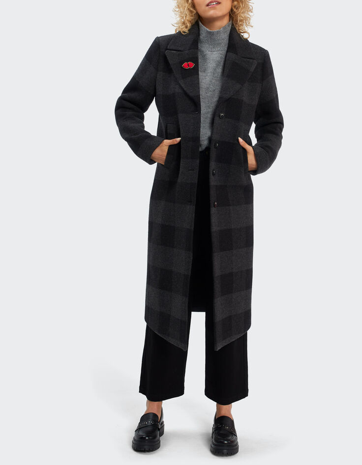 Abrigo largo antracita cuadros I.Code-6