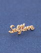 Goldfarbene Metallbrosche mit Schriftzug I.Code-5