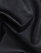 Schwarzer, langer Oversize-Damenledermantel-9