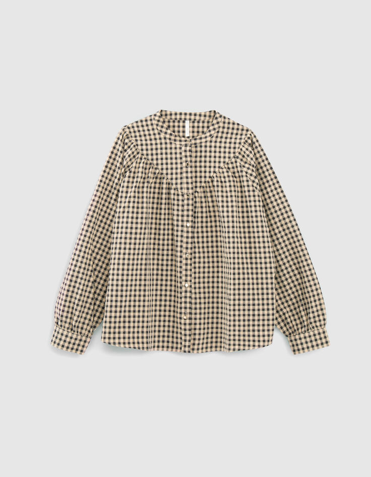 Blouse noire et beige &agrave; motif vichy I.Code -5