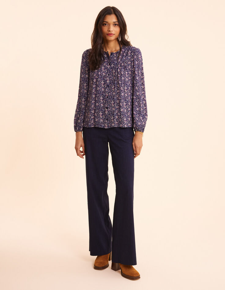 I.Code navy blouse with rock floral print-3