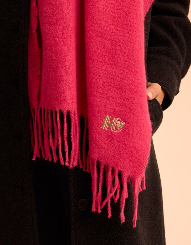 Roze sjaal geborduurd monogram IC I.Code-6