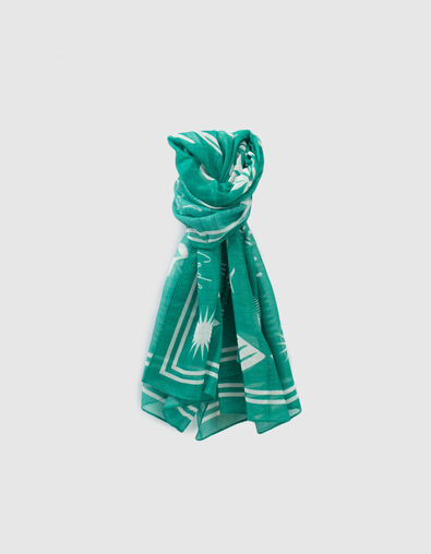 I.Code mint arty and slogan scarf - I.CODE