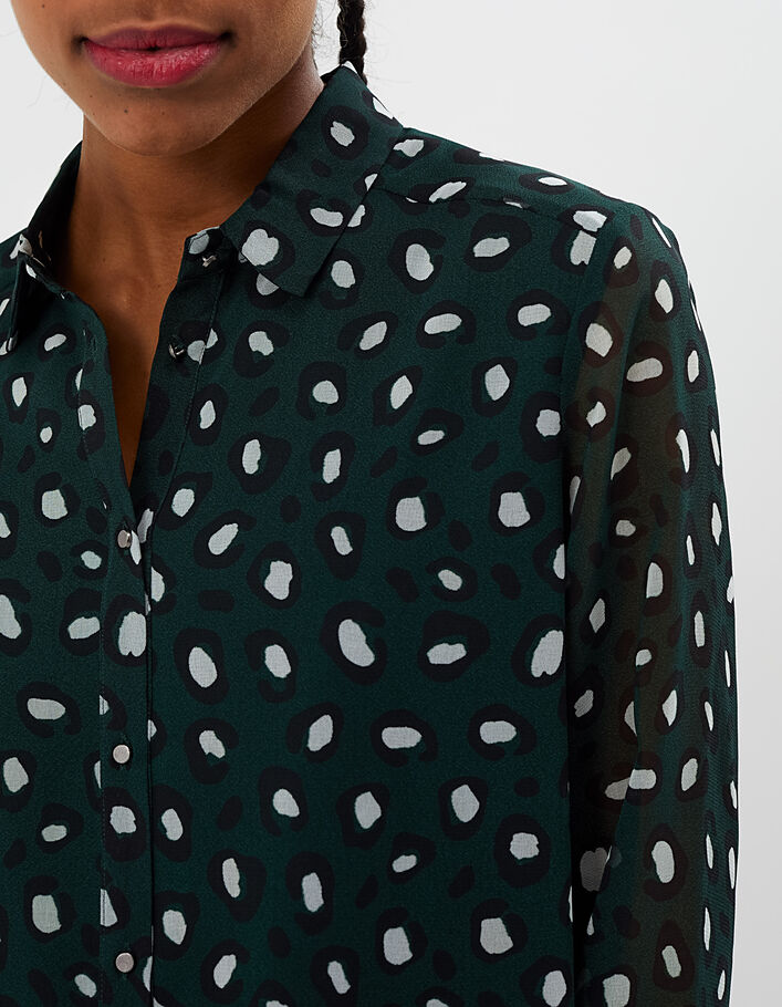 Pinegreen overhemd met luipaardprint I.Code - I.CODE