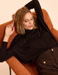 Pull cape noir tricot fin points ajourés CECILE I.Code-5