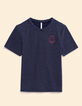 Blau gestreift Kurzarm-T-Shirt geflockt Wappen I.Code-5