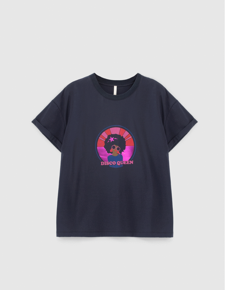 Tee-shirt night blue bio visuel disco I.Code -3 Tee-shirt night blue bio visuel disco I.Code -3