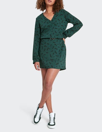 I.Code imperial green dress with wave print