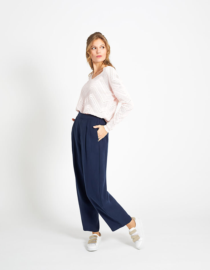 Pull rose poudré en maille ajourée I.Code-6