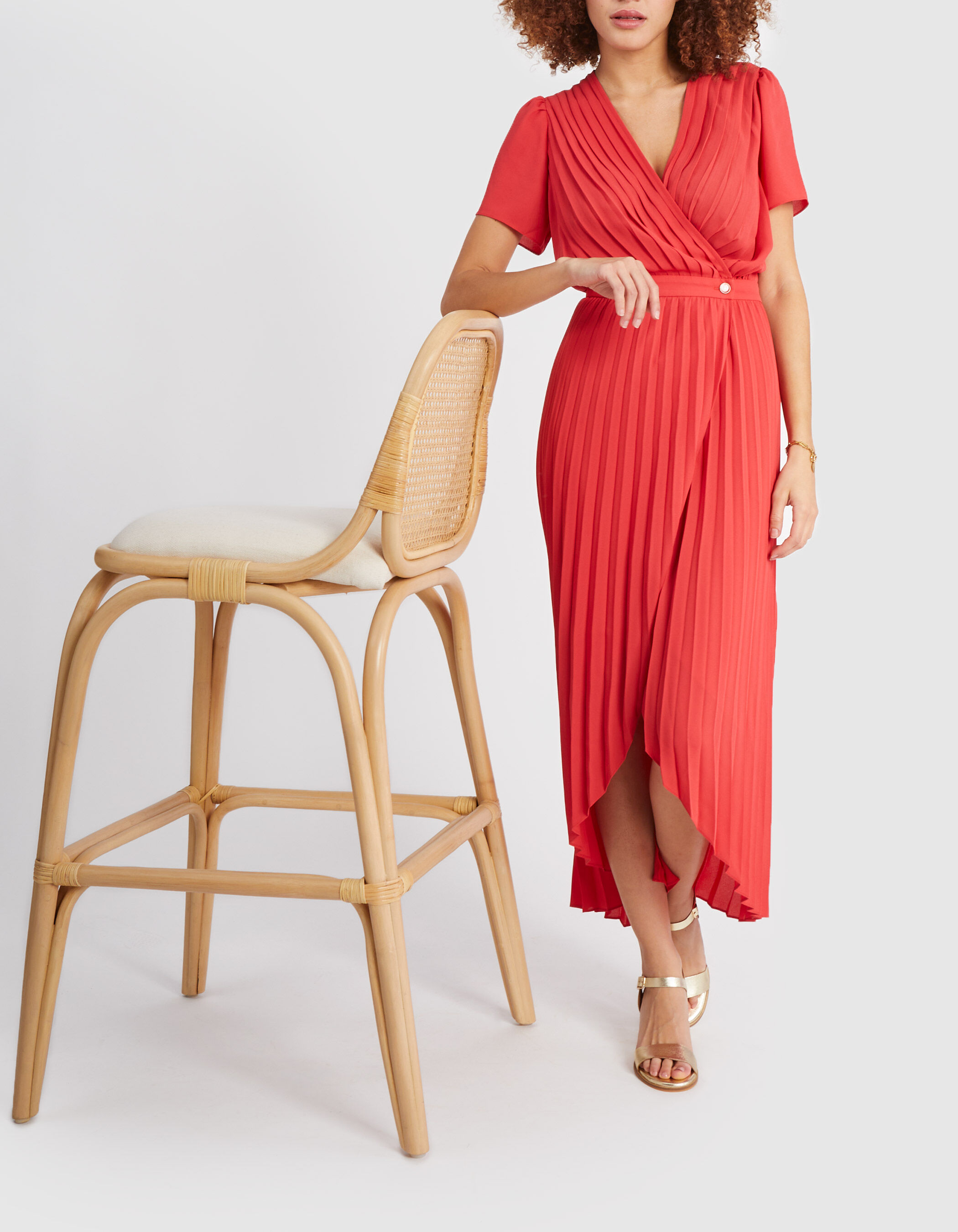 Robe portefeuille plissée sales