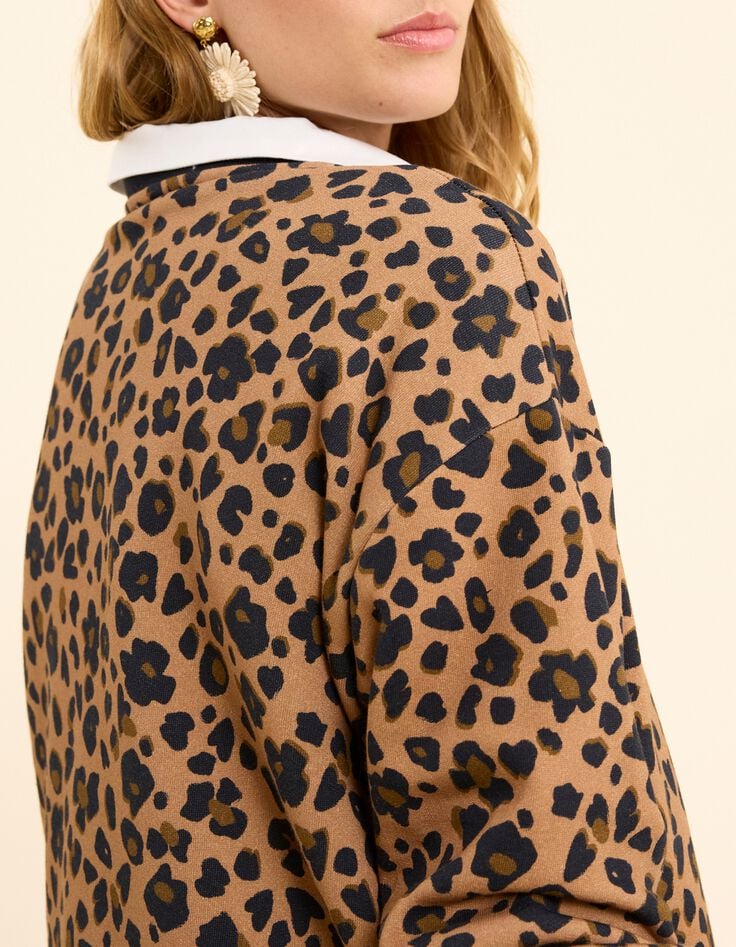 Sweat l&eacute;opard broderies coeurs I.Code-7