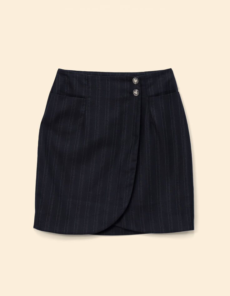 Falda corta de traje negra rayas I.Code-8