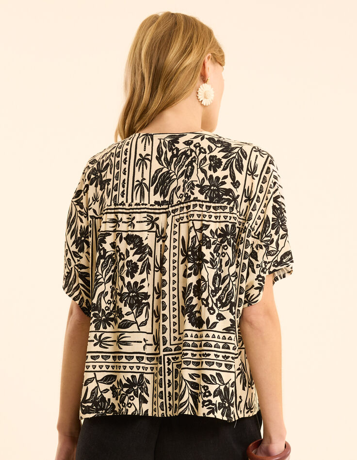 Ecru Pflanze Bandana Druck Top I.Code-4