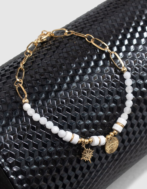 Goudkleurige armband met parels en bedeltjes I.Code