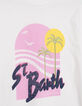 Wei&szlig;es T-Shirt Bio-Baumwolle visuelle Palmen und Sonne Damen-7