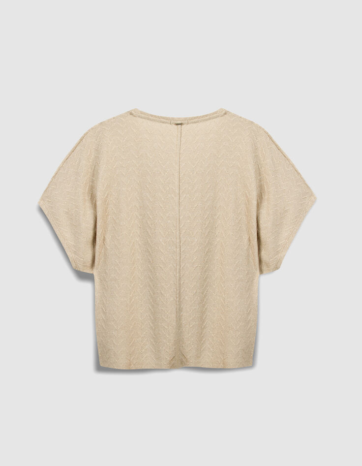 Lockeres T-Shirt aus goldenem Lurexstrick f&uuml;r Frauen-7