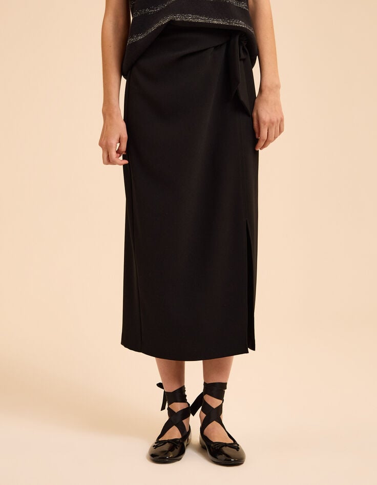 I.Code black split midi skirt with side bow-3 I.Code black split midi skirt with side bow-3