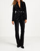 Pantalon large noir panne de velours reliefée I.Code-5