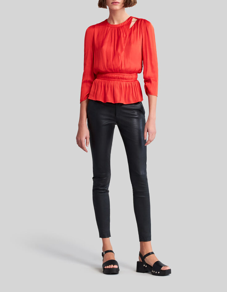 Orangefarbene Damen-Bluse aus recyceltem Material-5