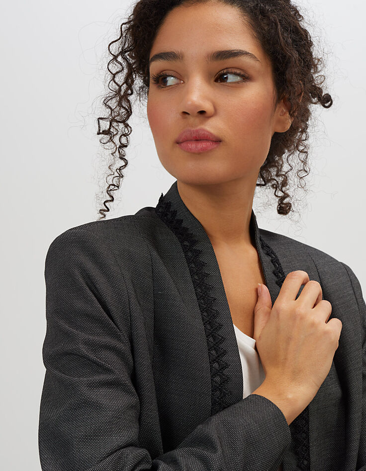 Schwarzer Blazer mit Spitze I.Code-2