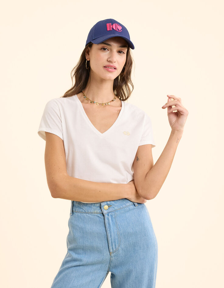T-shirt blanc cassé brodé I.Code-5 T-shirt blanc cassé brodé I.Code-5