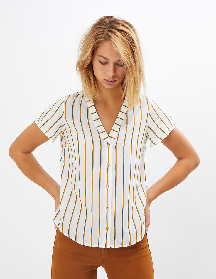I.Code off-white vertical striped top-3