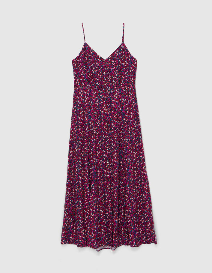 Purple tachist print dress with thin straps I.Code - I.CODE