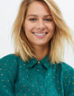 Chemise émeraude à pois pailletés dorés I.Code-1